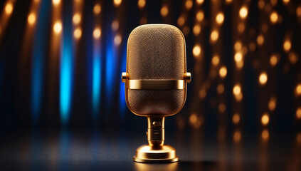 A gold podcast microphone