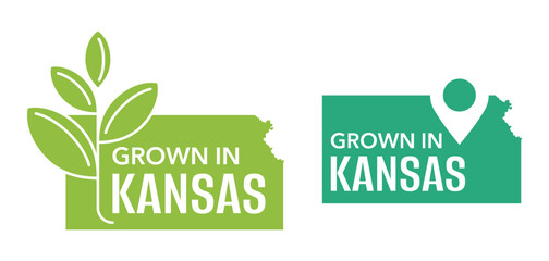 Grown in Kansas, USA. Vector label - obrazy, fototapety, plakaty