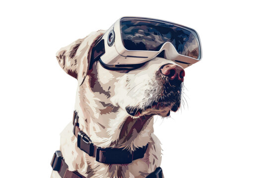 dog wearing VR glasses, portraying an adventurous explorer ready to embark on virtual adventures
