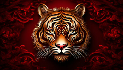 tiger head on black,tiger head vector illustration,tiger head vector