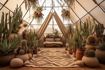 Boho Chic Tent Oasis: Desert-Inspired Landscape Designs & Plant Decor
