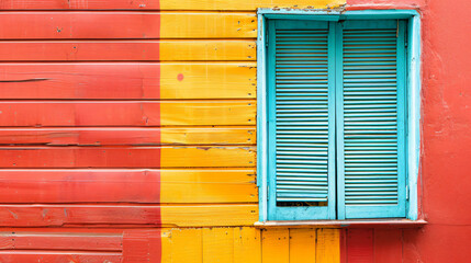 Detail of a colorful building at Caminito street.