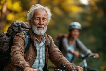 Elderly people participate in outdoor recreational activities such as golfing, hiking, or cycling, adapting the intensity and duration to their abilities while enjoying the benefits