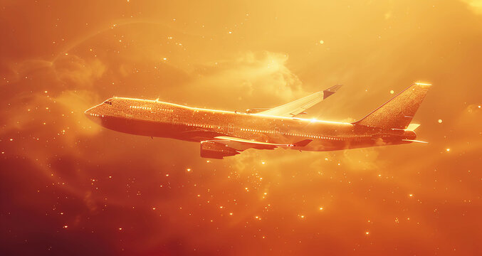 Wallpaper image of a golden airplane on a golden background