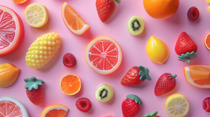 Different colorful fruit candy.