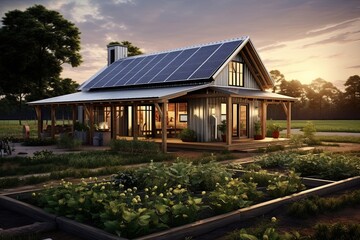 Obraz premium Rainwater Collection: Rustic Sustainable Eco-Friendly Farmhouses with Unique Home Designs