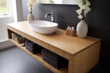 Floating Bamboo Sink Units: Contemporary Bathroom Elegance