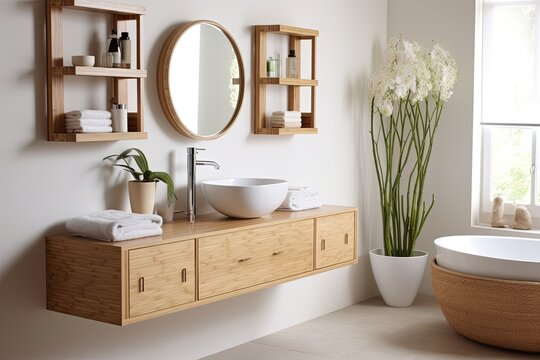 Floating Bamboo Sink Units: Contemporary Bathroom Settings Showcase