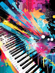 Klaviermelodien: Illustration mit Piano für Flyer- und Plakatdesigns