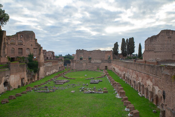 The Palatine Stadium in the Palatine Hill in Rome, Italy