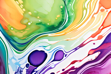 Fototapeta premium Closeup of abstract watercolor paint background texture with liquid fluid marbled paper texture banner texture. Generative AI (생성형 AI)