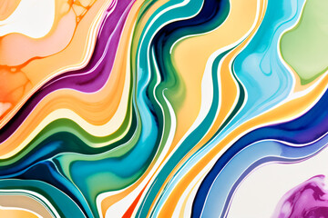 Obraz premium Closeup of abstract watercolor paint background texture with liquid fluid marbled paper texture banner texture. Generative AI (생성형 AI)