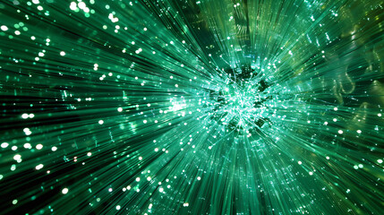 Emerald fiber optic background.