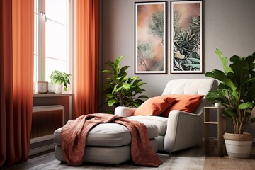 Modern Eclectic Mix Bedroom Ideas: Fabric Lounge Chair, Terracotta Plant Pot, Modern Contrasts Inspiration