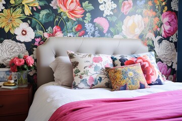 Floral Wallpaper Magic: Modern Eclectic Mix Bedroom Ideas