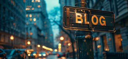 An old-Fashioned street sign with text Blog.