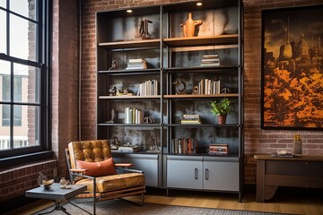 Reclaimed Metal Furniture Designs: Modern Lofts Featuring Stunning Shelved Iron Bookcases