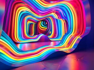 Futuristische Neon-Tr&auml;ume: Leuchtende 3D-Strukturen als abstrakter Hintergrund