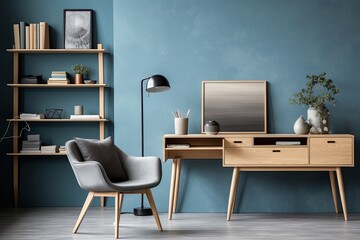 Muted Blue Walls & Light Wood Furniture: Scandinavian Study Designs