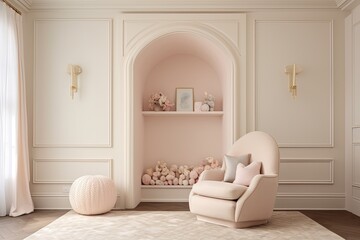 Soft Pastel Nursery Designs: Muted Archway Entryway in Dreamy Color Palette
