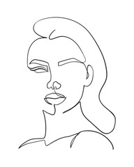 Abstract Woman Portrait Line Art Drawing. Female Silhouette One Line Drawing. Vector illustration