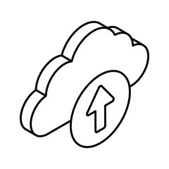 Cloud uploading, cloud with upward arrow, concept of cloud upload