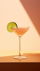 Refreshing Daiquiri or Martini Cocktail on Bright Color Background, copy space