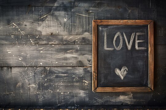 Blackboard with the word love.