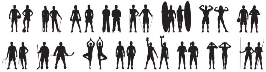 Fotobehang Athletes collection set. various sportsperson silhouette  © LazyArtist