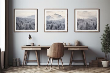 Serene Nordic Study Area Landscapes: Wall Posters of Scandinavian Elegance