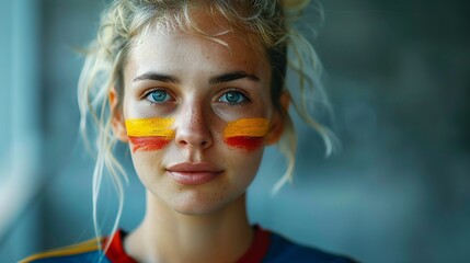 Joyful German Fan Celebrating with Flag Colors

 - obrazy, fototapety, plakaty