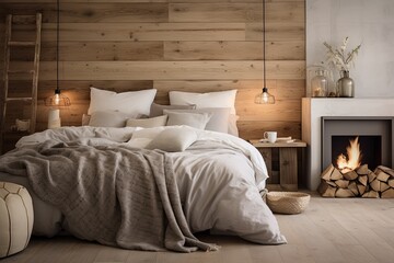 Cozy Scandinavian Wooden Elements: Old World Charm Bedroom Interiors