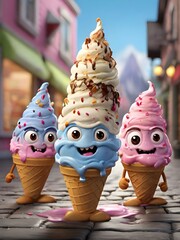 happy Ice Cream Characters