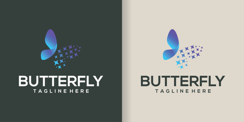 Vector collection of technology butterfly logos, symbols, icons. pixel style