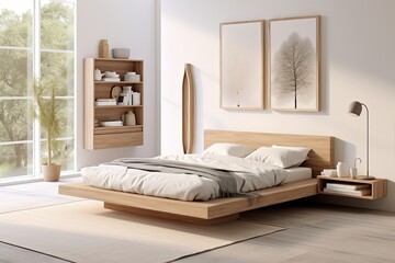 Natural Elegance: Organic Minimalist Bedroom Ideas Featuring Wooden Furniture and Neutral Tones