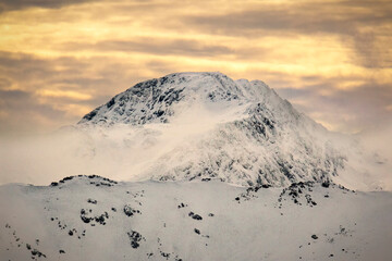 snow covered mountains in winter