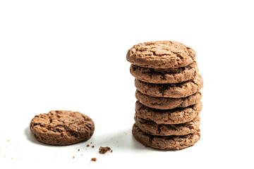 stack of dark chocolate cookies isolated on a white background - Powered by Adobe