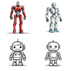 Android (Humanoid Robot Figure). simple minimalist isolated in white background vector illustration