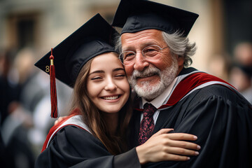 Excited youth graduating from college university school wearing tassel hat prom day Generative AI pic