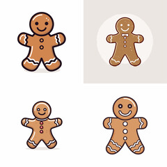 Fototapeta premium Gingerbread Man (Traditional Gingerbread Cookie). simple minimalist isolated in white background vector illustration
