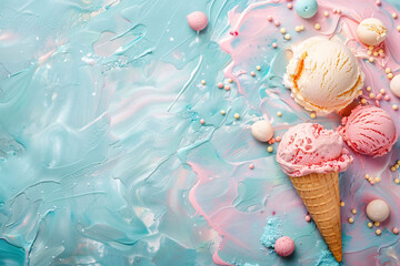 Scoops of Pastel Ice Cream with Sweet Sprinkles and Candy Treats



