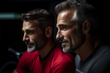 Obraz premium Elderly people pensioners working out in modern interior big spacious gym Generative AI illustration