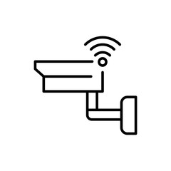 Smart camera outline icons, internet of things minimalist vector illustration ,simple transparent graphic element .Isolated on white background