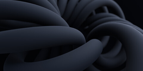 Black abstract 3d curvy shape. Abstract modern background. 3d rendering