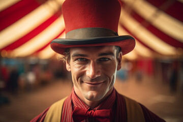 Horror circus actor performer clown fun time children fair Generative AI funny and freaky face expression