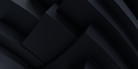 Abstract architectural black background. 3d Rendering. Cubic geometry pattern