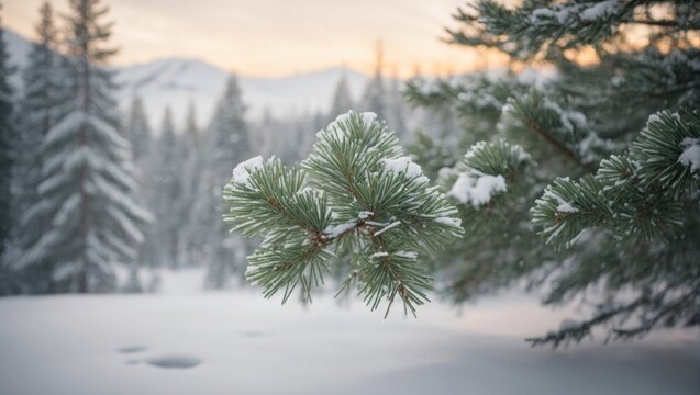 a close up of a pine tree in the snow, evergreen branches, dusting of snow, winter in the snow, pale as the first snow of winter, snowy landscape, frosty morning, snow-covered trees, winter wonderland