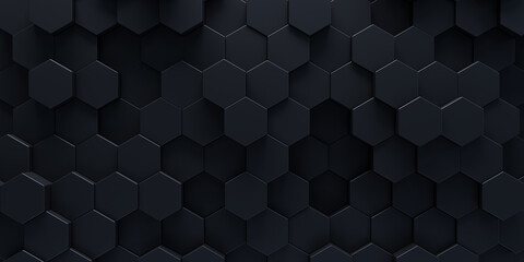 Abstract black polygonal background. 3d rendering. Displaced hexagonal pattern. Futuristic concept - 746486138