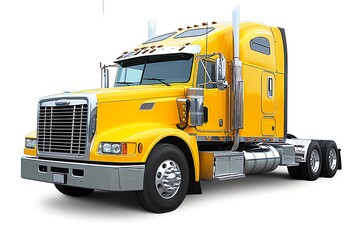 Yellow American Semi Truck Isolated