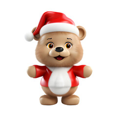 3d teddy bear christmas, on transparent background